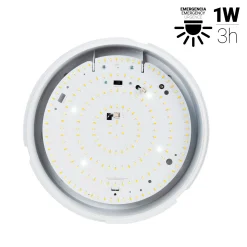 Plafón LED techo estanco / Luz de emergencia - CCT - Potencia ajustable 12W-16W - Ø31cm - IP65