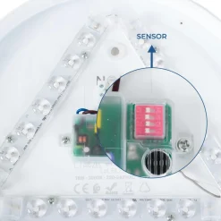 Plafón LED techo 18W - Sensor de sonido + sensor crepuscular - IP44 - Ø26 cm