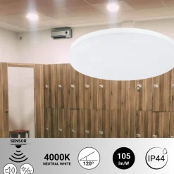 Plafón LED techo 18W - Sensor de sonido + sensor crepuscular - IP44 - Ø26 cm