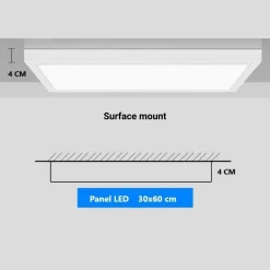 Plafon Panel LED de superficie 60x30cm 24W 2150 Lumens