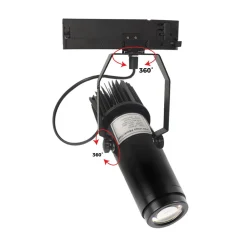 Proyector de logos LED GOBO para carril trifásico interior - 20W - Óptica 20° - IP20