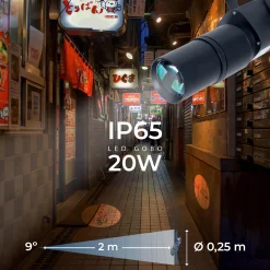 Proyector de logos LED GOBO 20W - Óptica 9° - Exterior - Rotativo