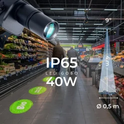 Proyector de logos LED GOBO 40W - Óptica 9° - Exterior - Rotativo