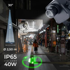 Proyector de logos LED GOBO 40W - Óptica 30° - Exterior - Rotativo