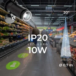 Proyector de logos LED GOBO 15W rotativo interior - Óptica 20° - IP20