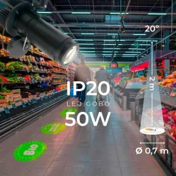 Proyector de logos LED GOBO 50W rotativo interior - Óptica 20° - IP20