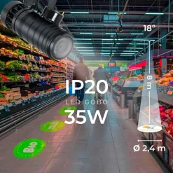 Proyector de logos LED GOBO 35W rotativo interior - Óptica 18° - IP20