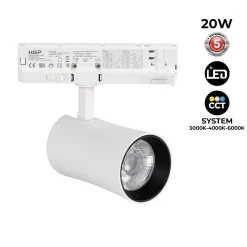 Proyector LED arquitectónico para carril trifásico CCT - 20W - CRI 90 - Driver KGP