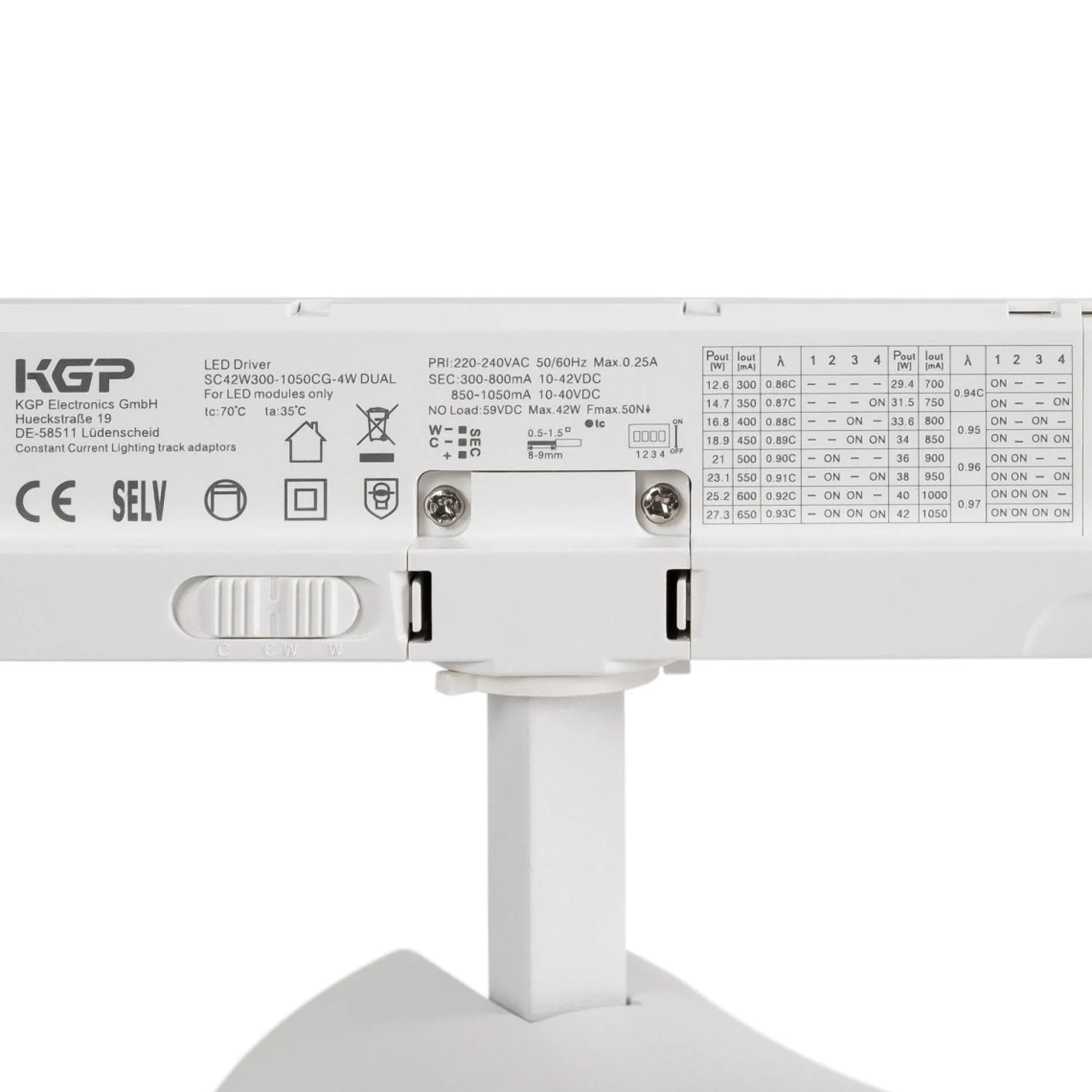 Proyector LED arquitectónico para carril trifásico CCT - 40W - CRI 90 - Driver KGP