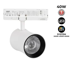 Proyector LED arquitectónico para carril trifásico CCT - 40W - CRI 90 - Driver KGP
