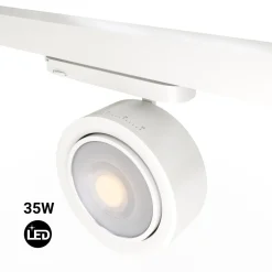 Proyector LED circular para carril trifásico 35W - ZOOM 15º- 45º - 4000K - CRI 90