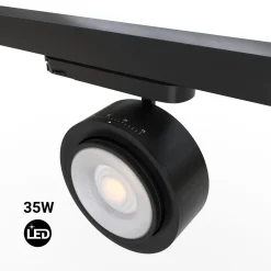 Proyector LED circular para carril trifásico 35W - ZOOM 15º- 45º - 4000K - CRI 90