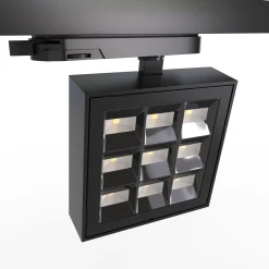 Proyector LED cuadrado para carril trifásico - Potencia ajustable: 12-42W - 4000K - CRI 90 - Ángulo 35° x 70°