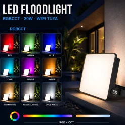 Proyector LED de exterior - RGBCCT - 20W - control WIFI/TUYA APP - IP65