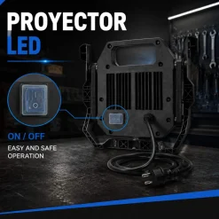 Proyector LED de trabajo con cable y soporte - 30W - 6500K - IP54