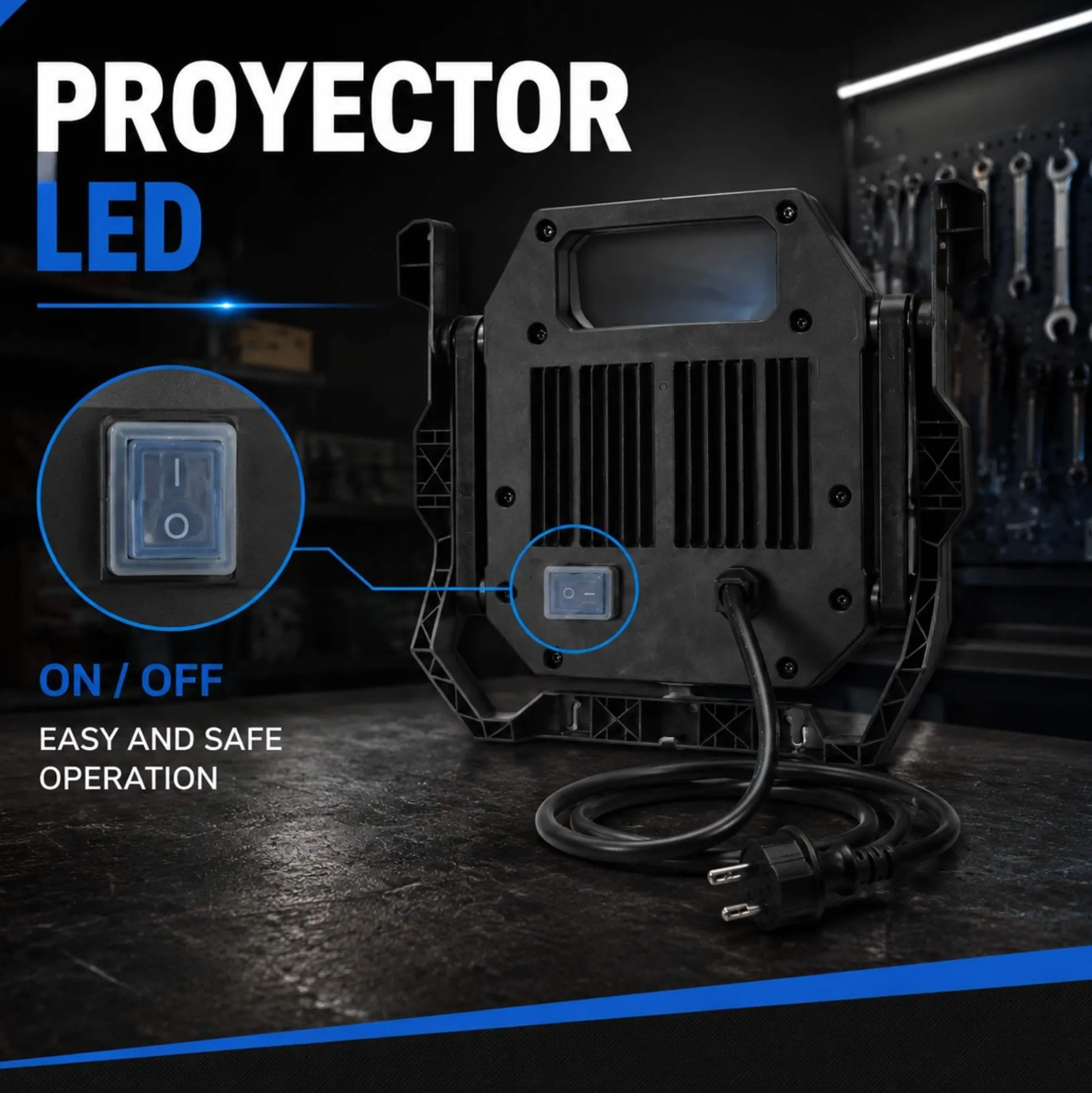 Proyector LED de trabajo con cable y soporte - 50W - 6500K - IP54