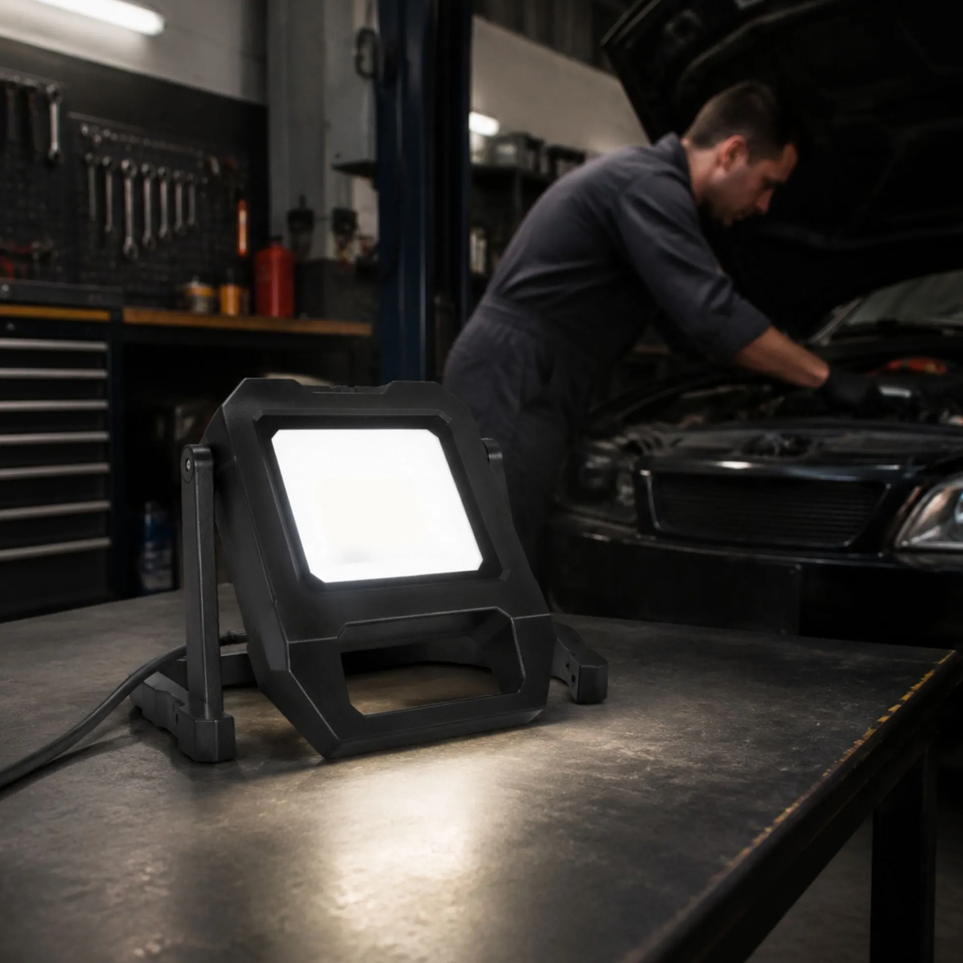 Proyector LED de trabajo con cable y soporte - 50W - 6500K - IP54
