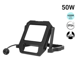 Proyector LED de trabajo con cable y soporte - 50W - 6500K - IP54