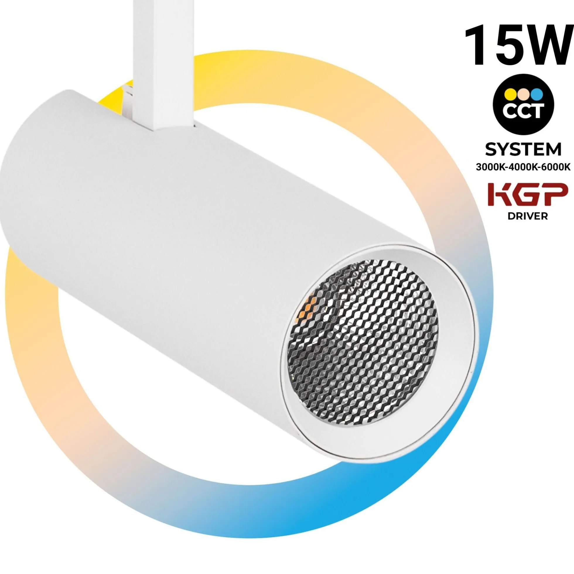 Proyector LED para carril monofásico - CCT - 15W - CRI 90 - Driver KGP