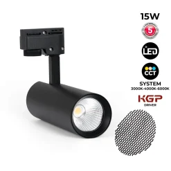 Proyector LED para carril monofásico - CCT - 15W - CRI 90 - Driver KGP