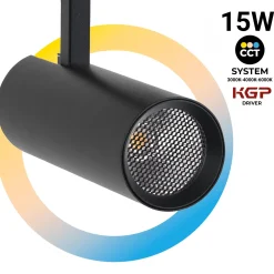 Proyector LED para carril monofásico - CCT - 15W - CRI 90 - Driver KGP
