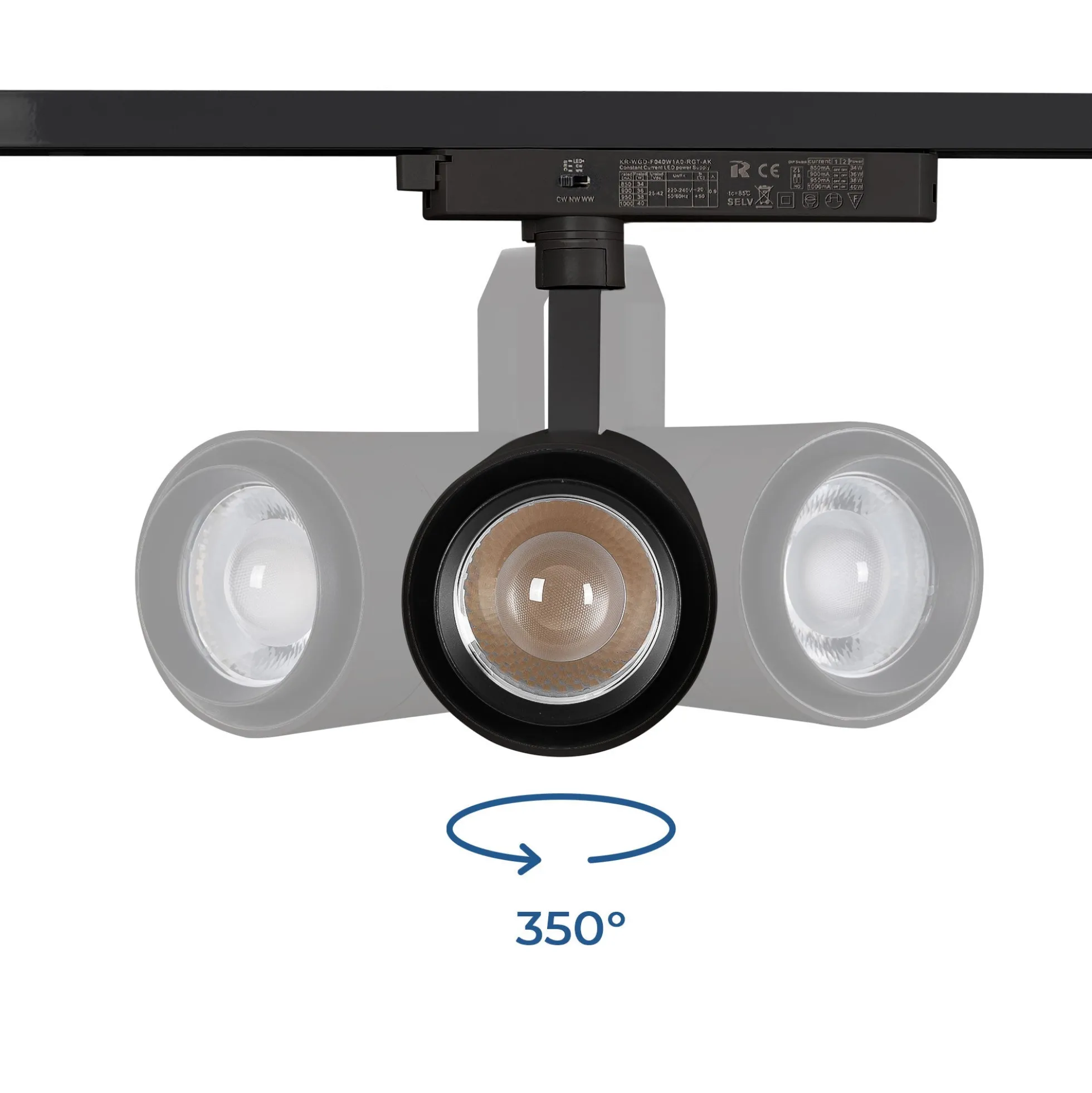 Proyector LED para carril Monofasico 35W CCT - ZOOM 20º- 60º - CRI 90