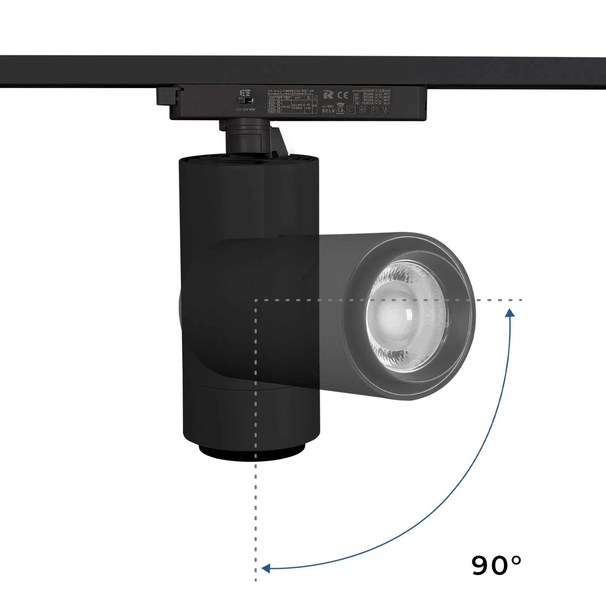 Proyector LED para carril Monofasico 35W CCT - ZOOM 20º- 60º - CRI 90