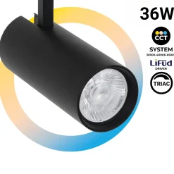 Proyector LED para carril monofásico - 36W - CCT - TRIAC regulable - CRI90