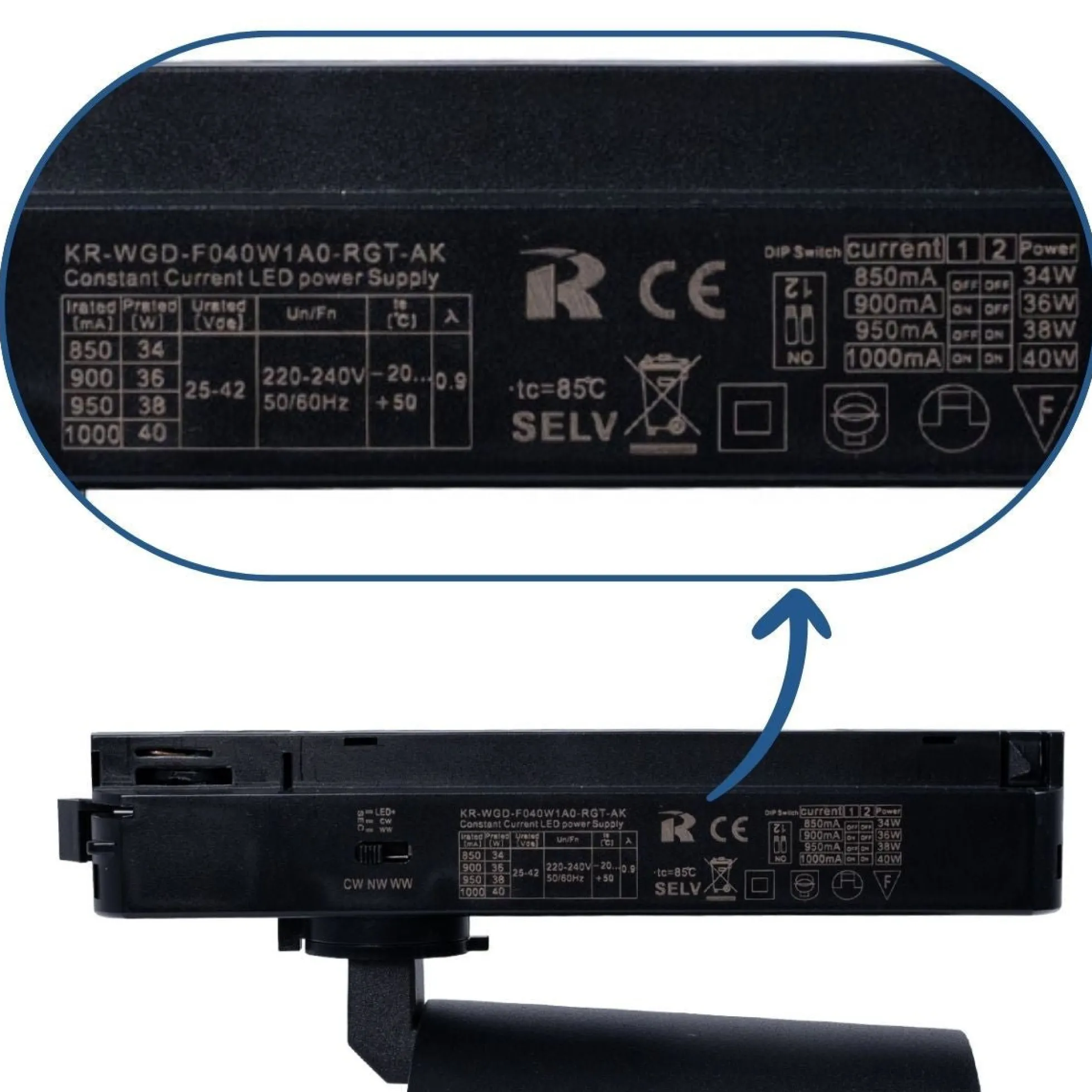 Proyector LED para carril monofásico 40W - Fruterías y verdulerías