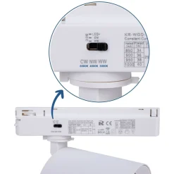 Proyector LED para carril monofásico CCT - 40W - CRI 90