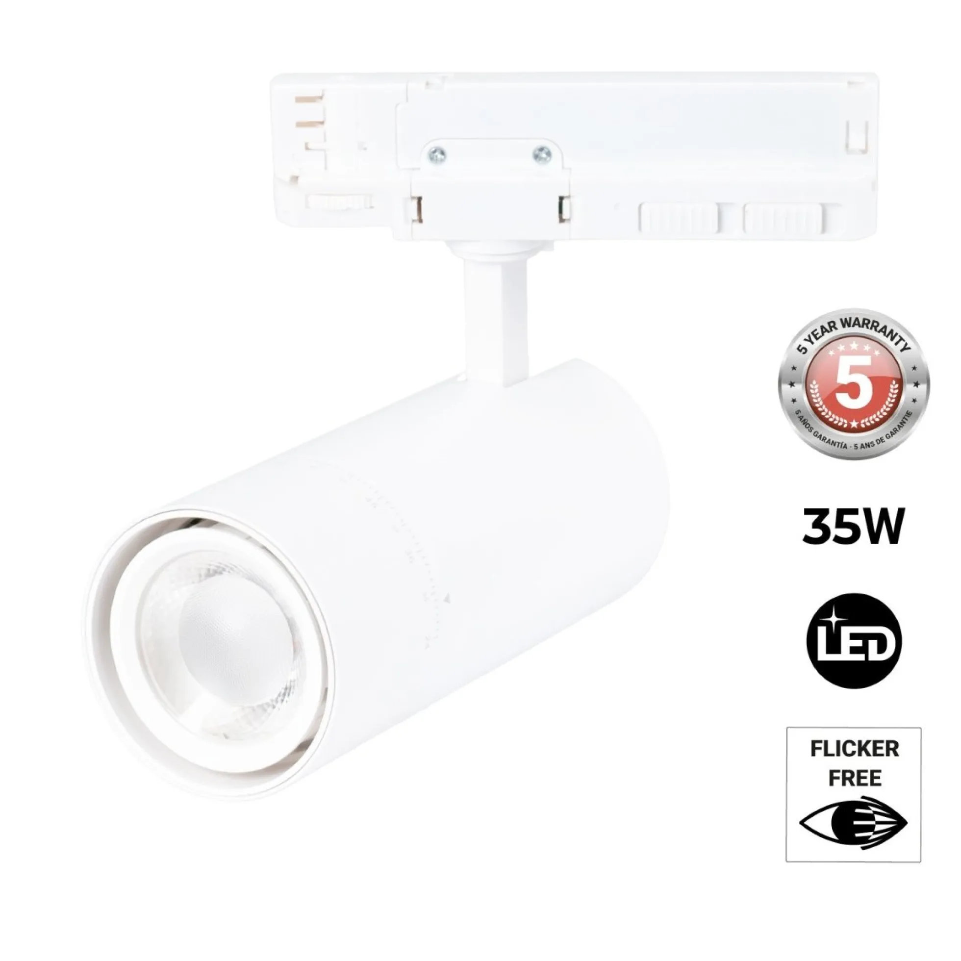 Proyector LED para carril trifásico - Potencia ajustable + ZOOM: 25W/30W/35W - CCT