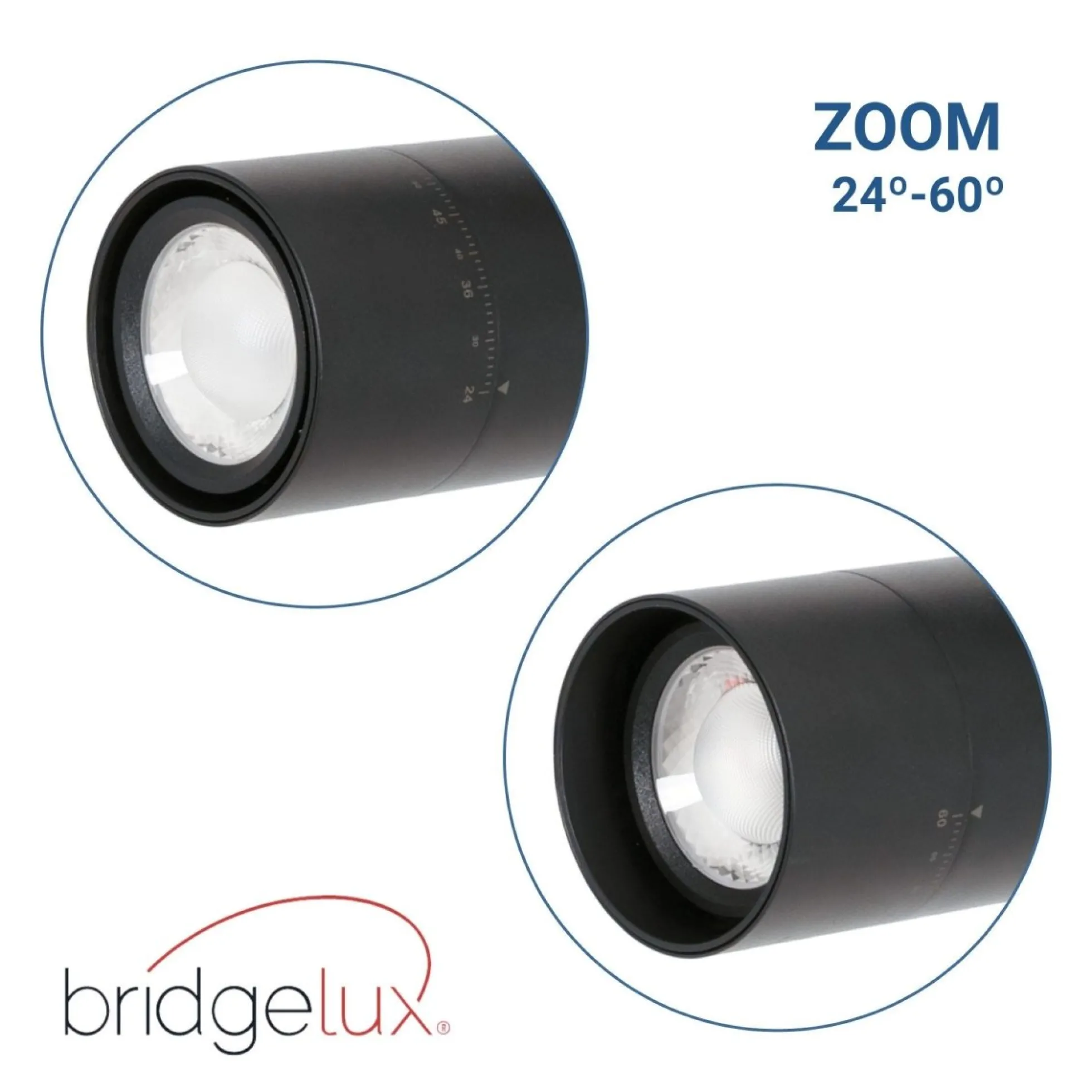Proyector LED para carril trifásico - Potencia ajustable + ZOOM: 25W/30W/35W - CCT