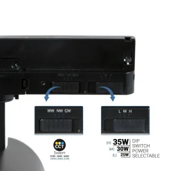 Proyector LED para carril trifásico - Potencia ajustable + ZOOM: 25W/30W/35W - CCT
