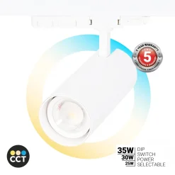 Proyector LED para carril trifásico - Potencia ajustable + ZOOM: 25W/30W/35W - CCT