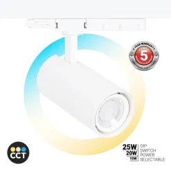 Proyector LED para carril trifásico - Potencia ajustable + ZOOM: 15W/20W/25W - CCT