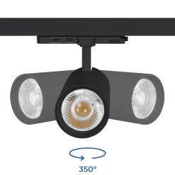 Proyector LED para carril trifásico - Potencia ajustable: 30W/ 34W/ 38W - CCT - CRI 90