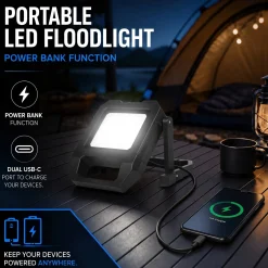 Proyector LED portátil de trabajo con batería - USB+USBC - 20W - 6500K - IP54