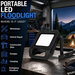 Proyector LED portátil de trabajo con batería - USB+USBC - 20W - 6500K - IP54