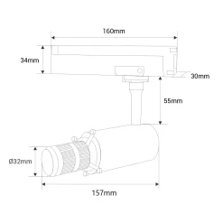 Proyector shapeable para carril monofásico - 10W - 20º-35