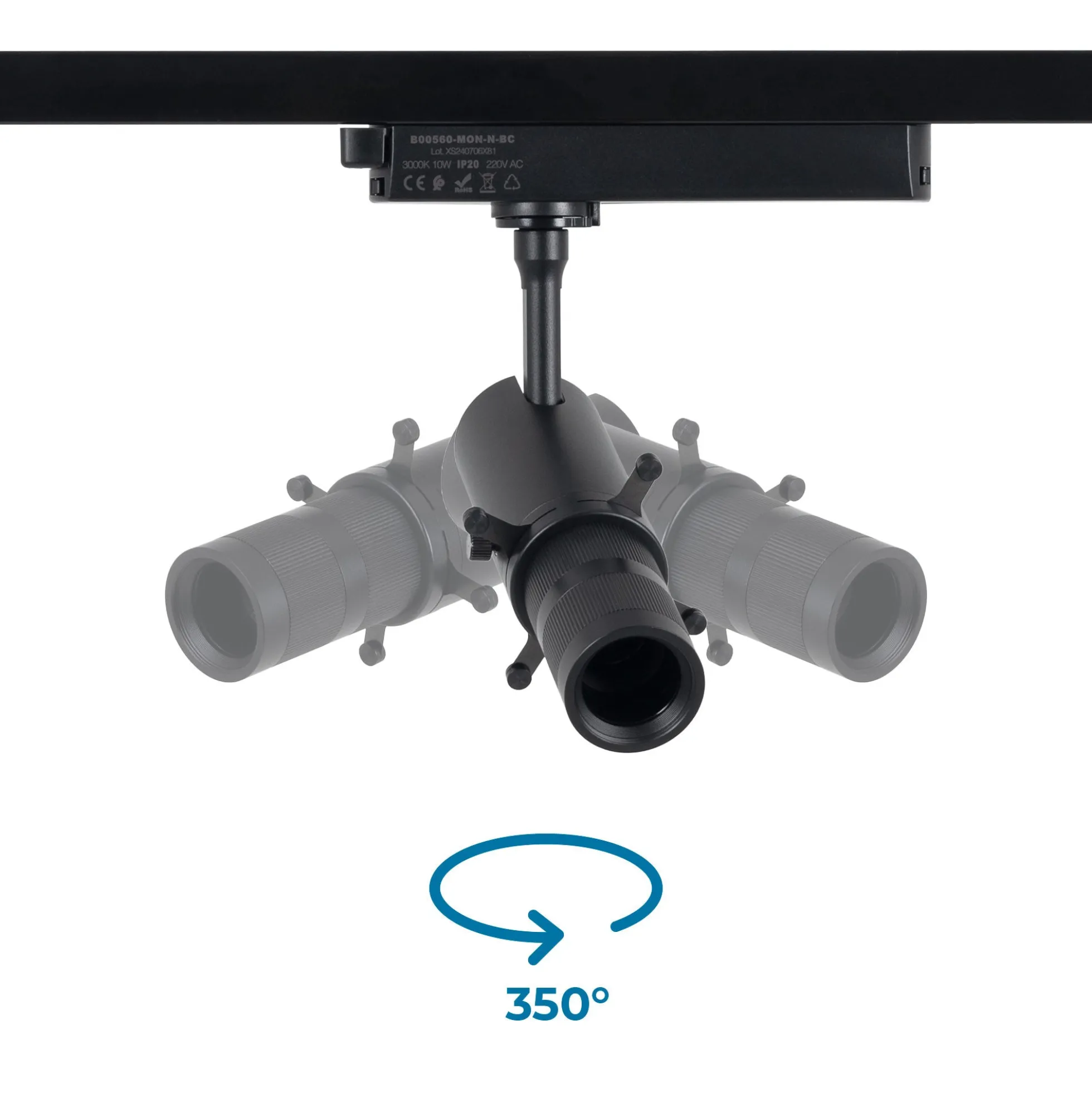 Proyector shapeable para carril monofásico - 10W - 20º-35