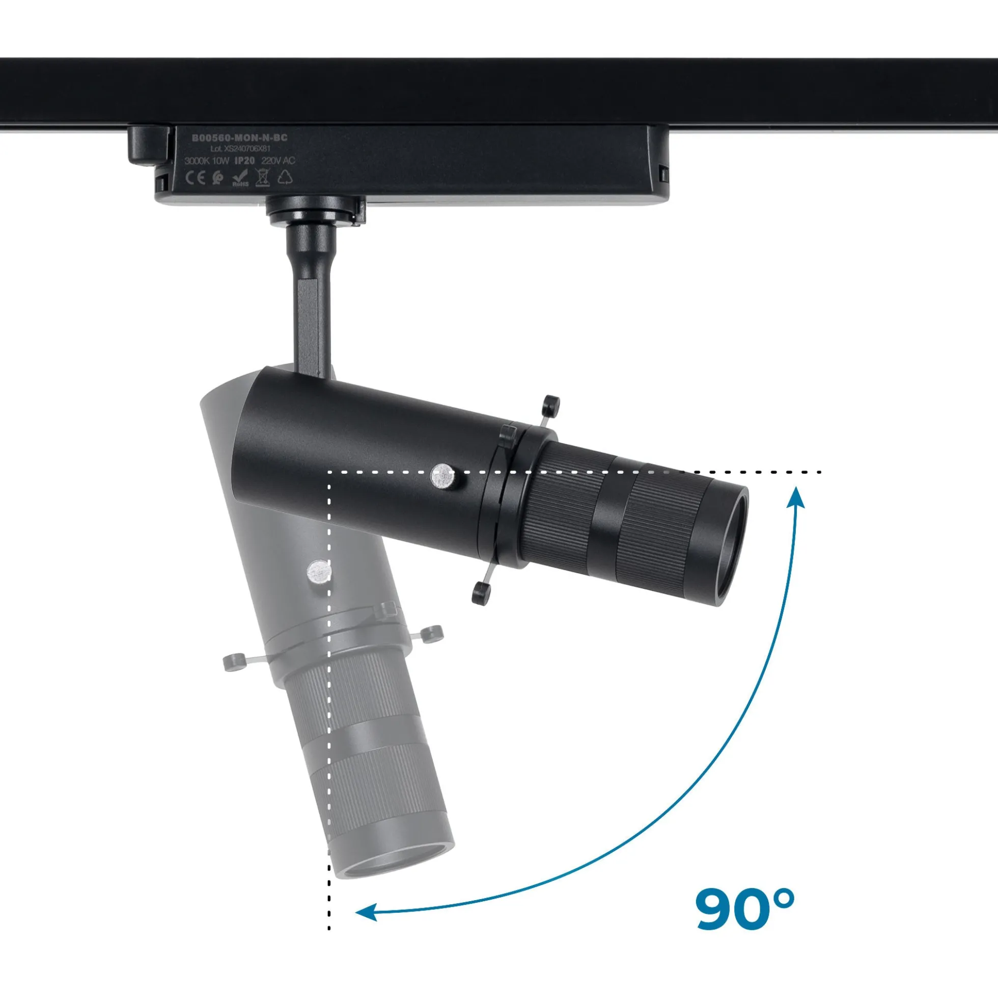 Proyector shapeable para carril monofásico - 10W - 20º-35