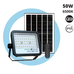 Proyector solar con panel y mando a distancia - 50W - 6500K - IP65