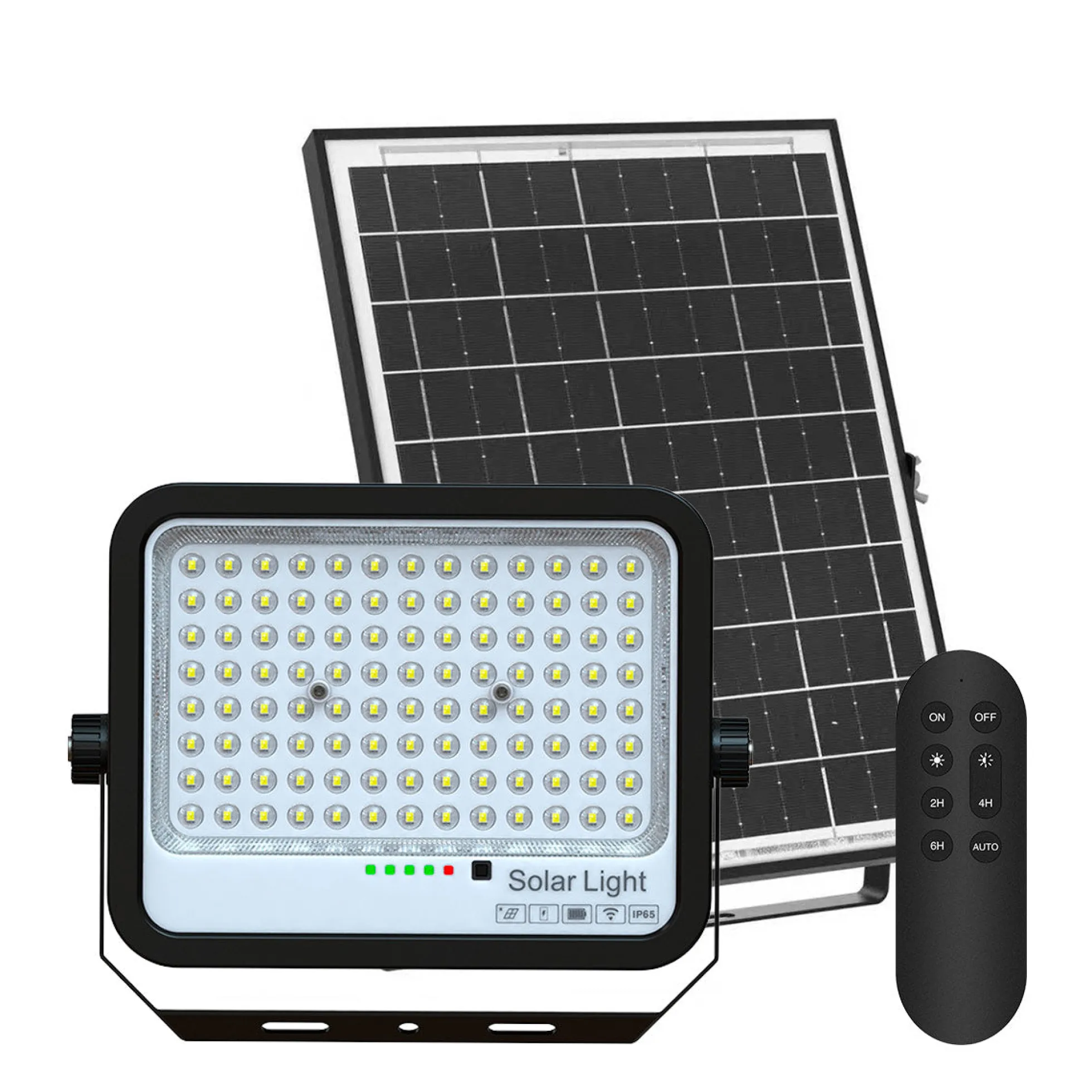 Proyector solar con panel y mando a distancia - 100W - Large - 6500K - IP65