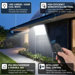 Proyector solar con panel y mando a distancia - 100W - Large - 6500K - IP65