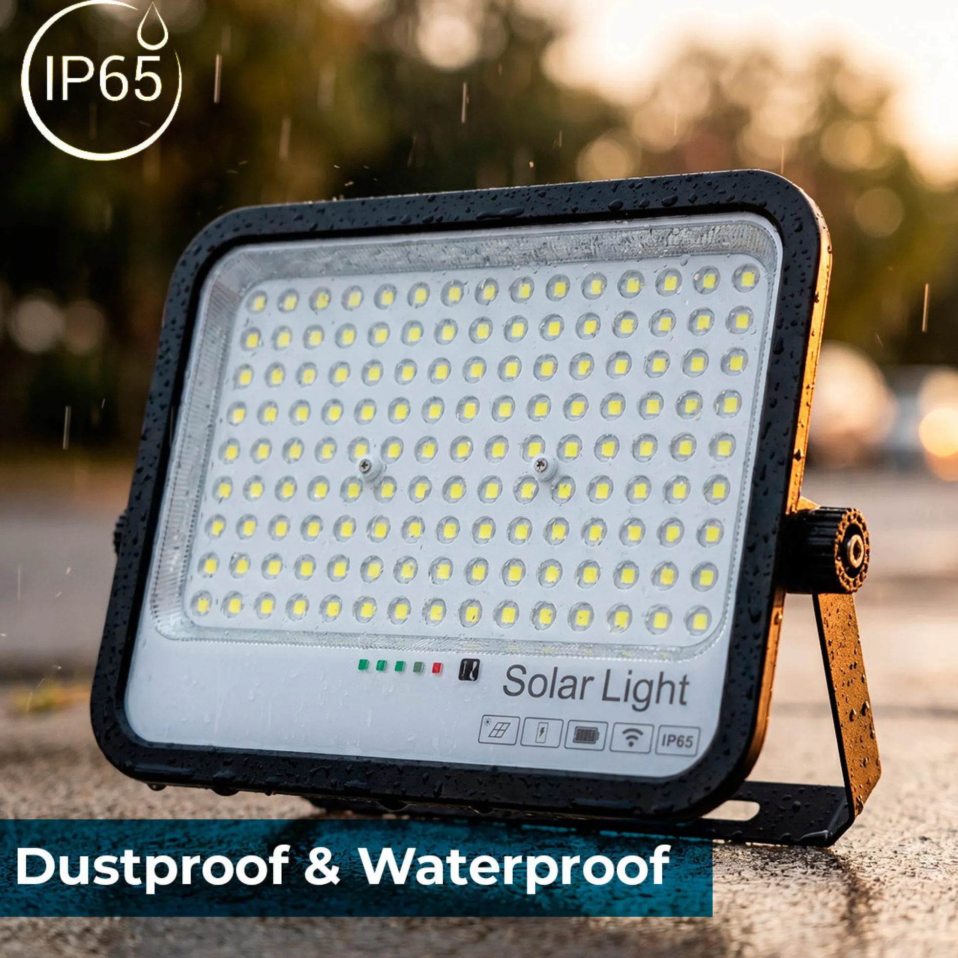 Proyector solar con panel y mando a distancia - 150W - 6500K - IP65