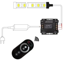 Regulador / dimmer con mando táctil RF para tira monocolor 12/24V 18A