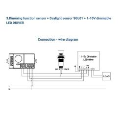 Sensor de luz fotoeléctrico Crepuscular 360º de superficie o empotrar - Regulación 1-10V-DC