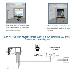 Sensor de luz fotoeléctrico Crepuscular 360º de superficie o empotrar - Regulación 1-10V-DC