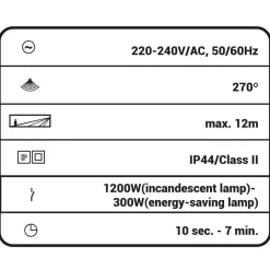 Sensor de movimiento infrarrojo PIR de Esquinas IP44