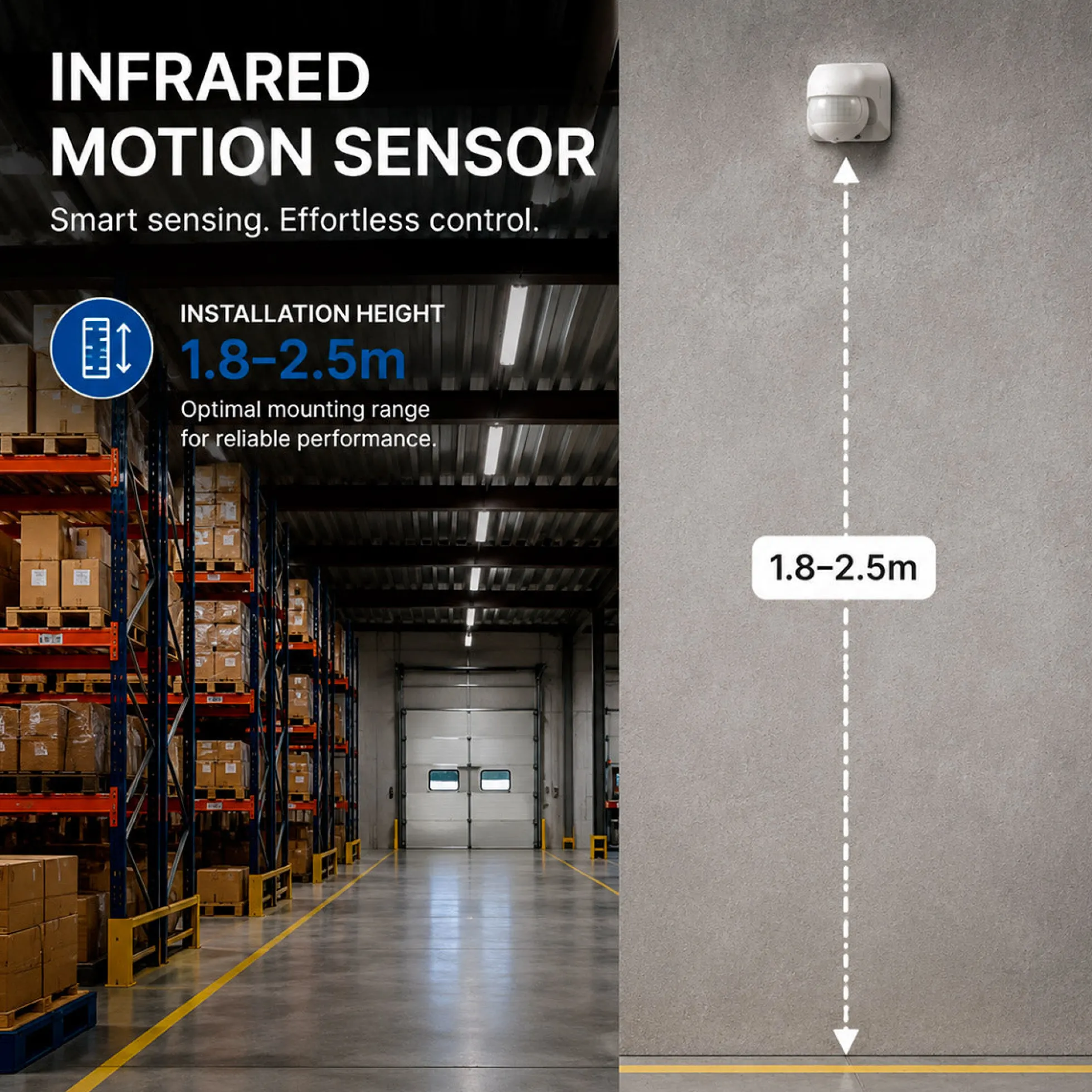 Sensor de movimiento PIR de pared - 180º - 400W - IP44